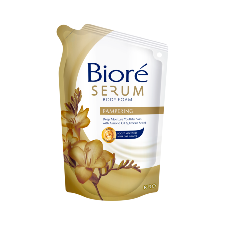 Biore Serum Body Foam Pampering Almond Oil & Freesia Scent 380ml