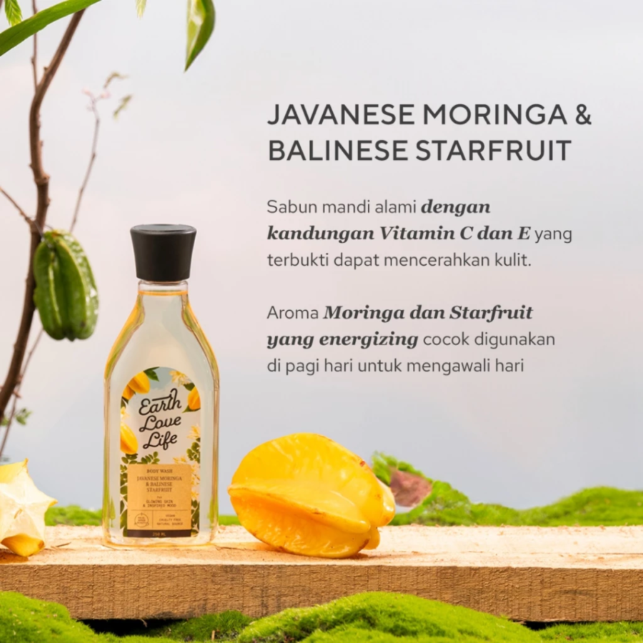 Earth Love Life Javanese Moringa & Balinese Starfruit Body Wash 250ml