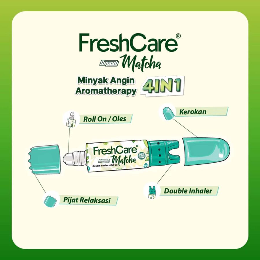 FreshCare Smash Matcha Inhaler dan Minyak Angin 8ml