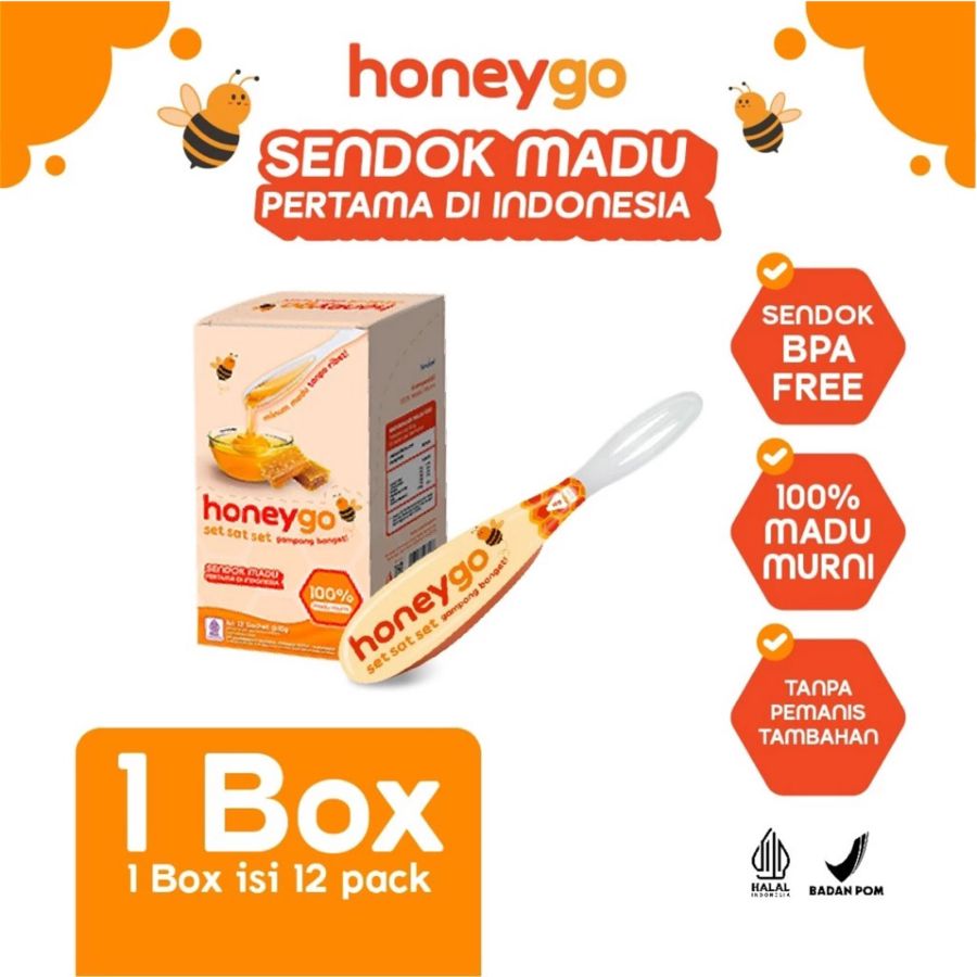 Honey Go Dengan Sendok Madu Murni Box 12sachets