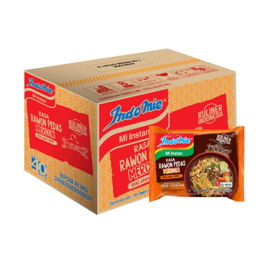 Indomie Kuah Rawon Pedas Mercon Mie Instan Dus 1carton