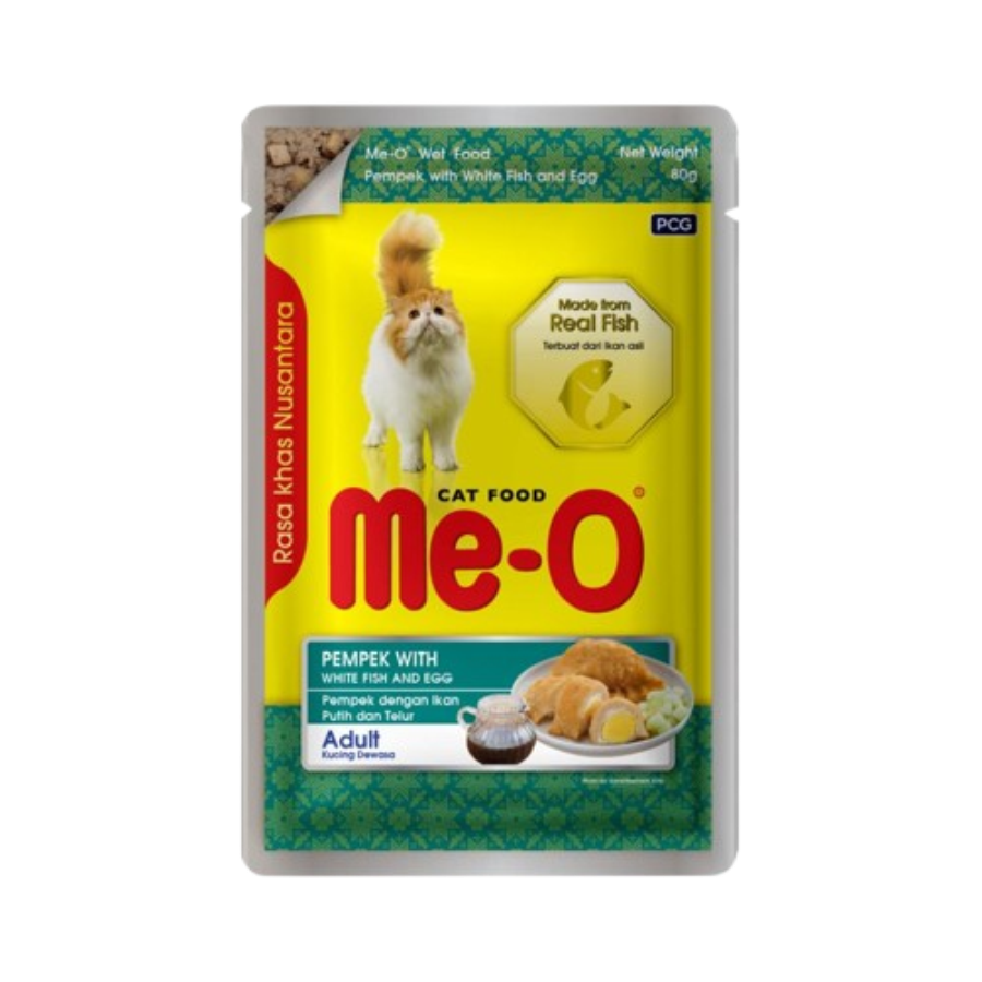 Me-O Nusantara Pempek With White Fish & Egg Adult Makanan Kucing Pouch 80gram