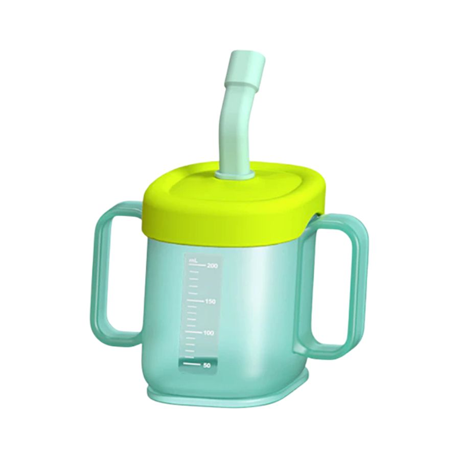 Sakumini Curve Straw Cup Training Green Perlengkapan Makan Bayi 1pcs