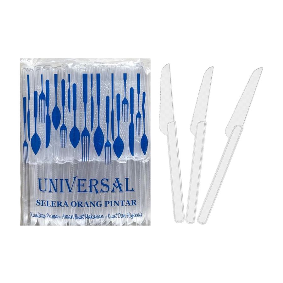 Pisau Bening Plastik Peralatan Makan 100 pieces 1pack