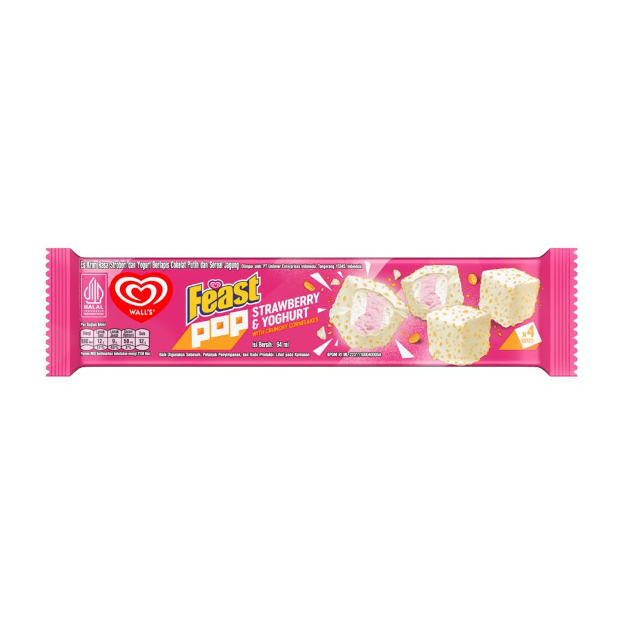 Walls Feast Pop Strawberry & Yoghurt 14gr (16ml x 4) 1pcs