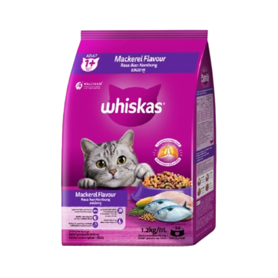 Whiskas Mackerel Adult Makanan Kucing 1200gram