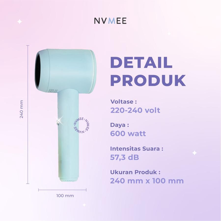 Nvmee Luna Hair Dryer Strong Wind Low Watt Oat 1pcs