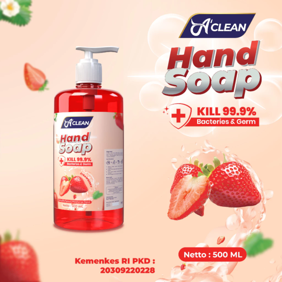 Amorens A'Clean Fresh Strawberry Hand Soap 500ml