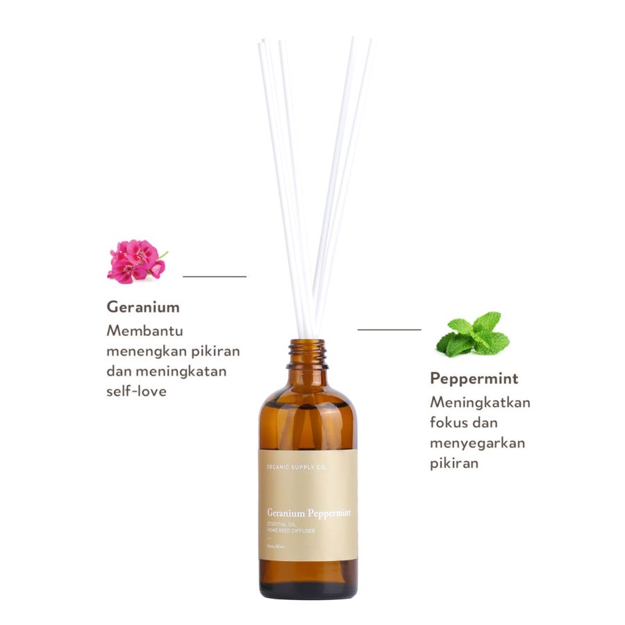Organic Supply Co. Geranium Peppermint Reed Diffuser 80ml