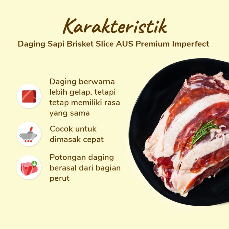 Daging Sapi Brisket Slice AUS Premium Imperfect 500gram