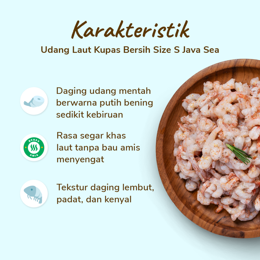 Udang Laut Kupas Bersih Size S 450-500gram
