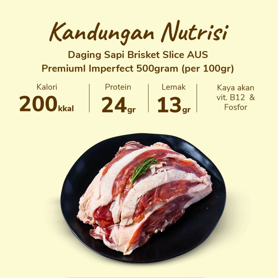 Daging Sapi Brisket Slice AUS Premium Imperfect 500gram