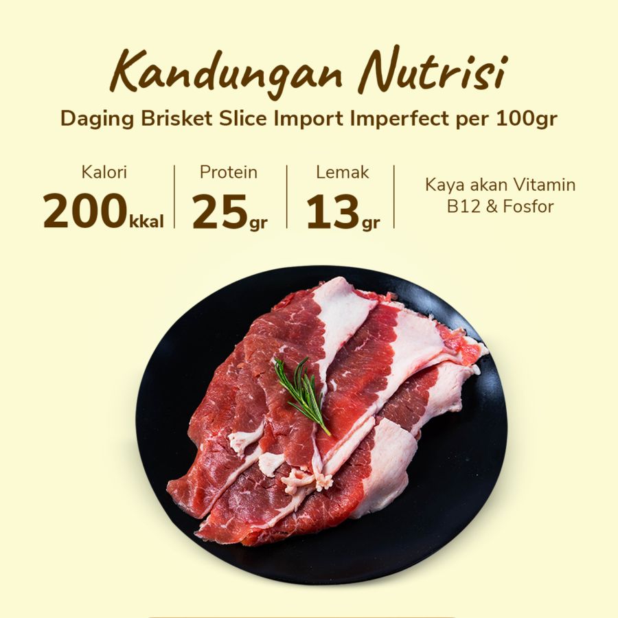 Daging Brisket Slice Import Imperfect 500gram