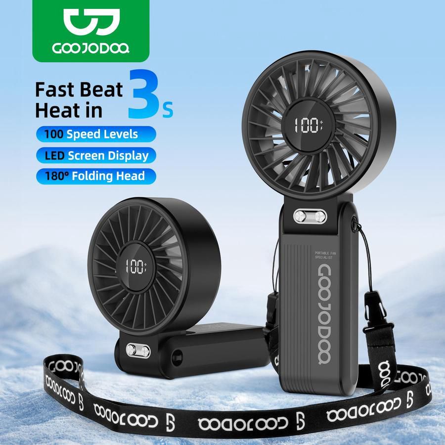 Goojodoq Kipas Lipat Portable Strong Wind Black 1pcs