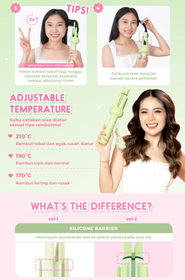 Nvmee Taurus Hair Styler Catokan Keriting Otomatis 2.0 Hijau 1pcs