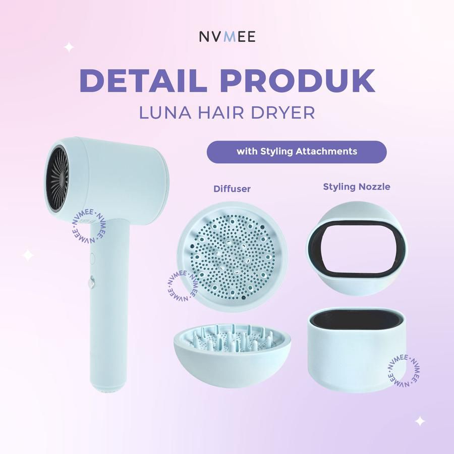 Nvmee Luna Hair Dryer Strong Wind Low Watt Oat 1pcs
