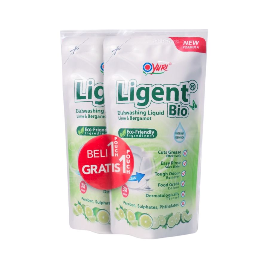 Yuri Ligent Lime Cairan Pencuci Piring Pouch 600ml