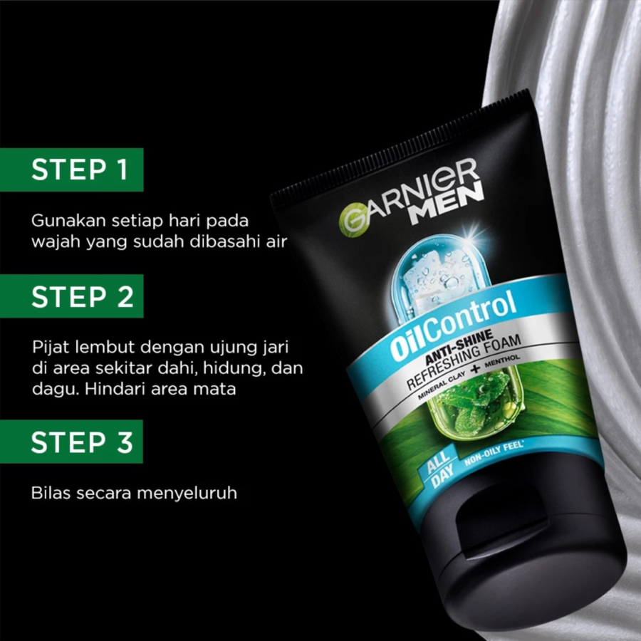Garnier Men Oil Control Anti-Shine Refreshing Foam Facial Wash 50ml