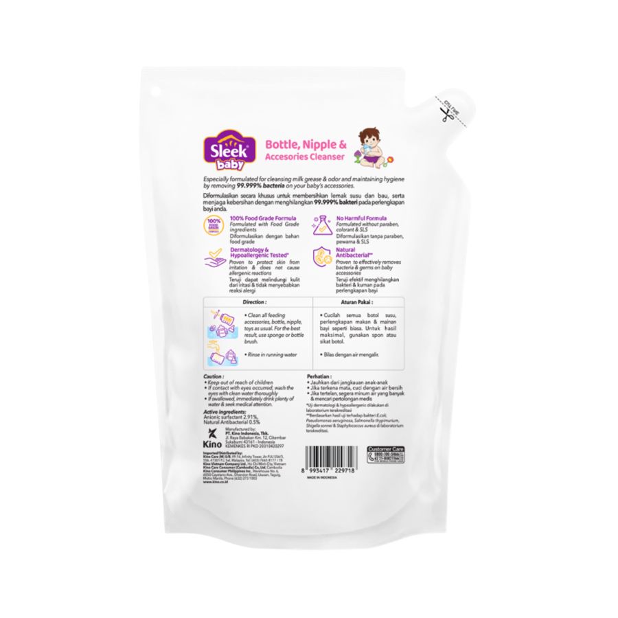 Sleek Baby Bottle, Nipple & Accessories Cleaner Refill 450ml