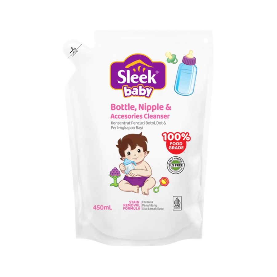 Sleek Baby Bottle, Nipple & Accessories Cleaner Refill 450ml