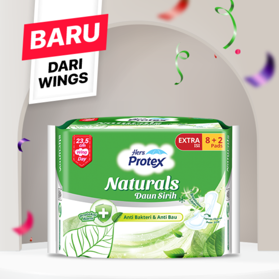Hers Protex Naturals Daun Sirih Day Wing 23,5 cm Pembalut Kewanitaan 8pads