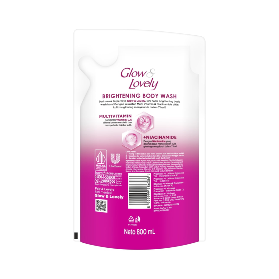 Glow & Lovely Brightening with Multivitamin + Niacinamide Body Wash 825ml