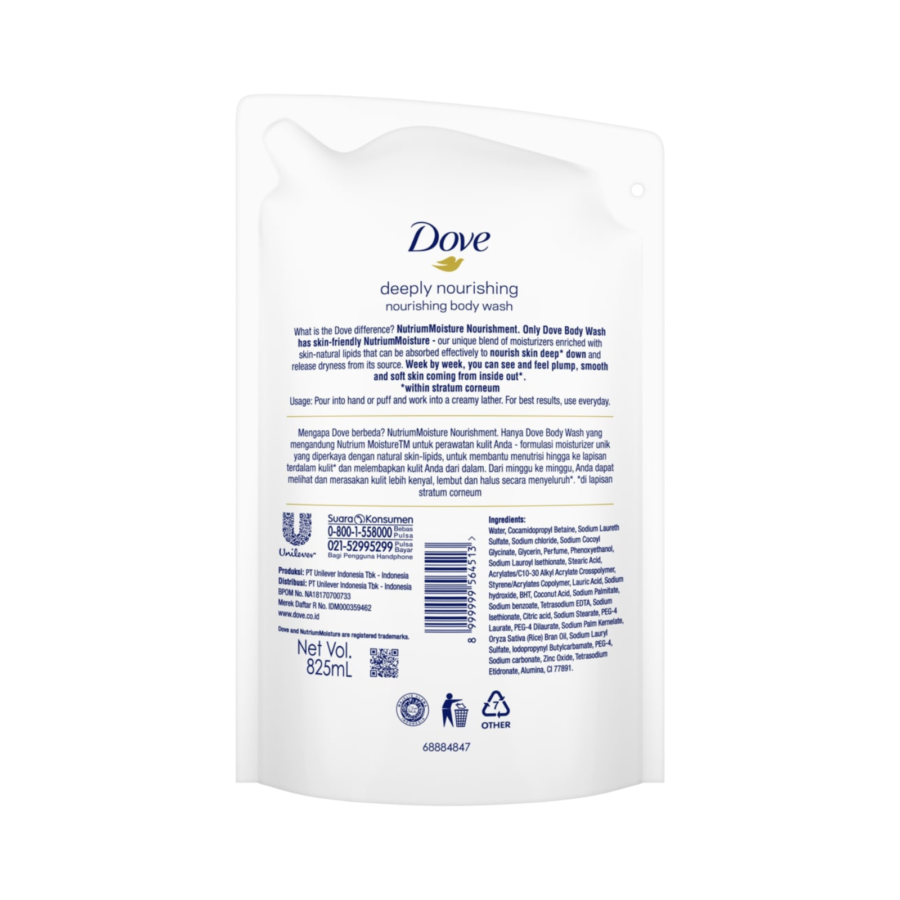 Dove Deeply Nourishing Body Wash Refill 825ml 2pcs
