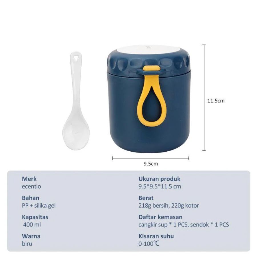 Ecentio Wadah Sup Portable Serbaguna Kapasitas 400 ml 1pcs