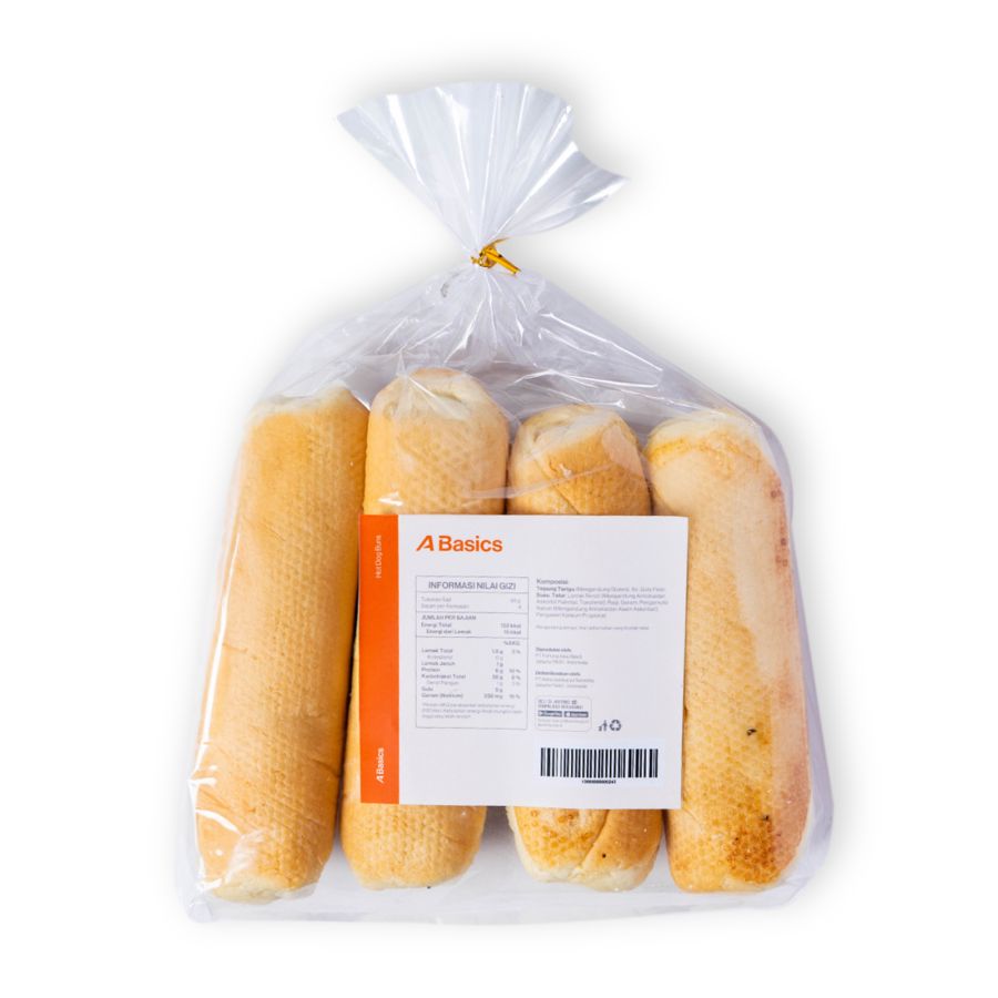 Hotdog Bun A Basics 4pcs 220gram