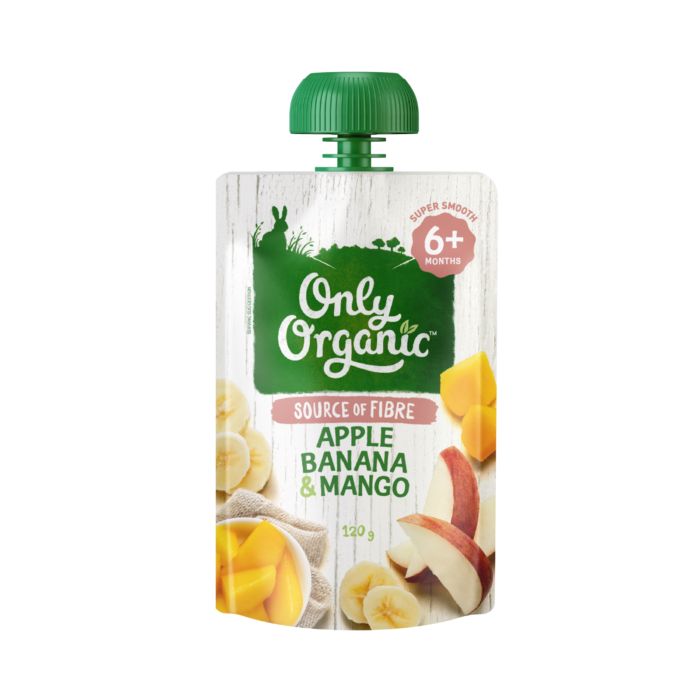Only Organic Apple, Banana, & Mango 6+ Months Makanan Bayi
