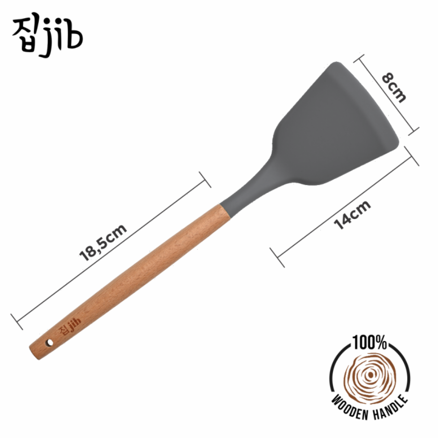 Jib Spatula Silikon Tahan Panas Abu-Abu 1pcs