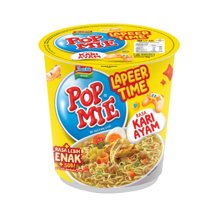 Pop Mie Lapeer Kuah Kari Ayam Mie Instan Cup