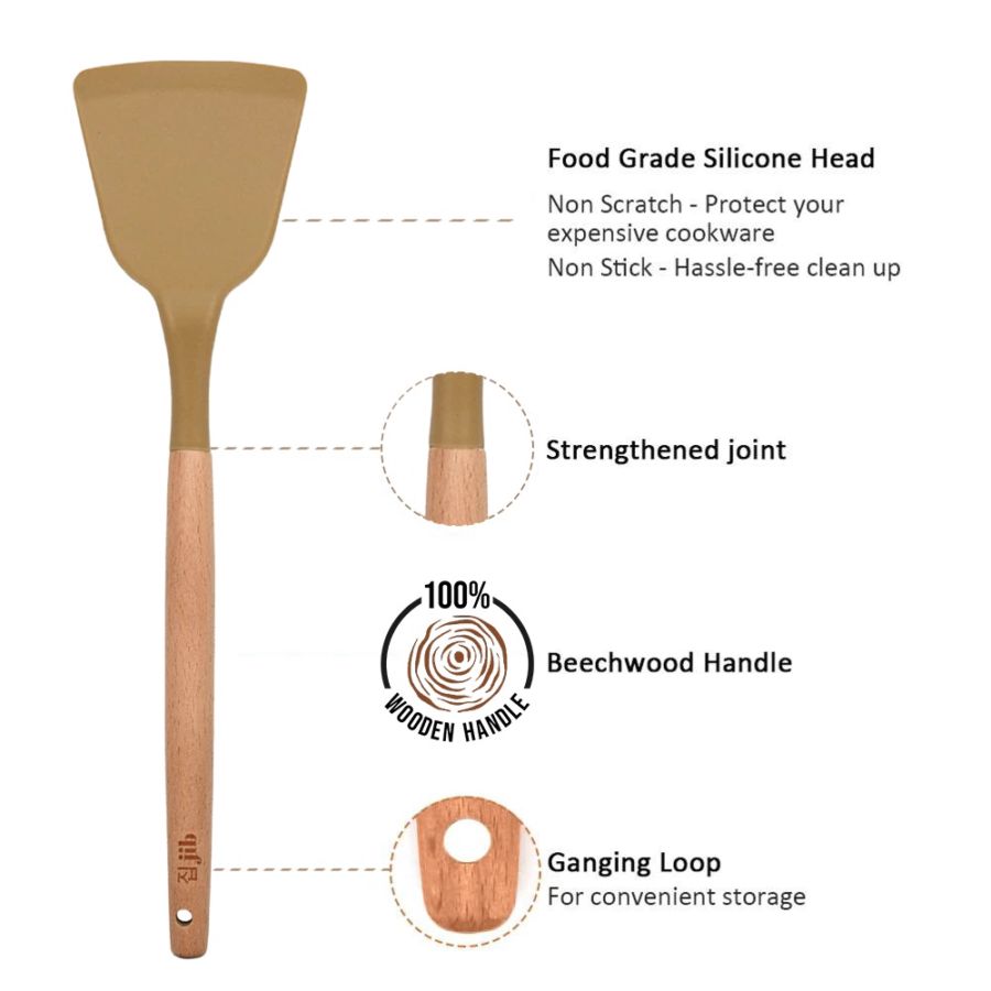 Jib Spatula Silikon Tahan Panas Abu-Abu 1pcs