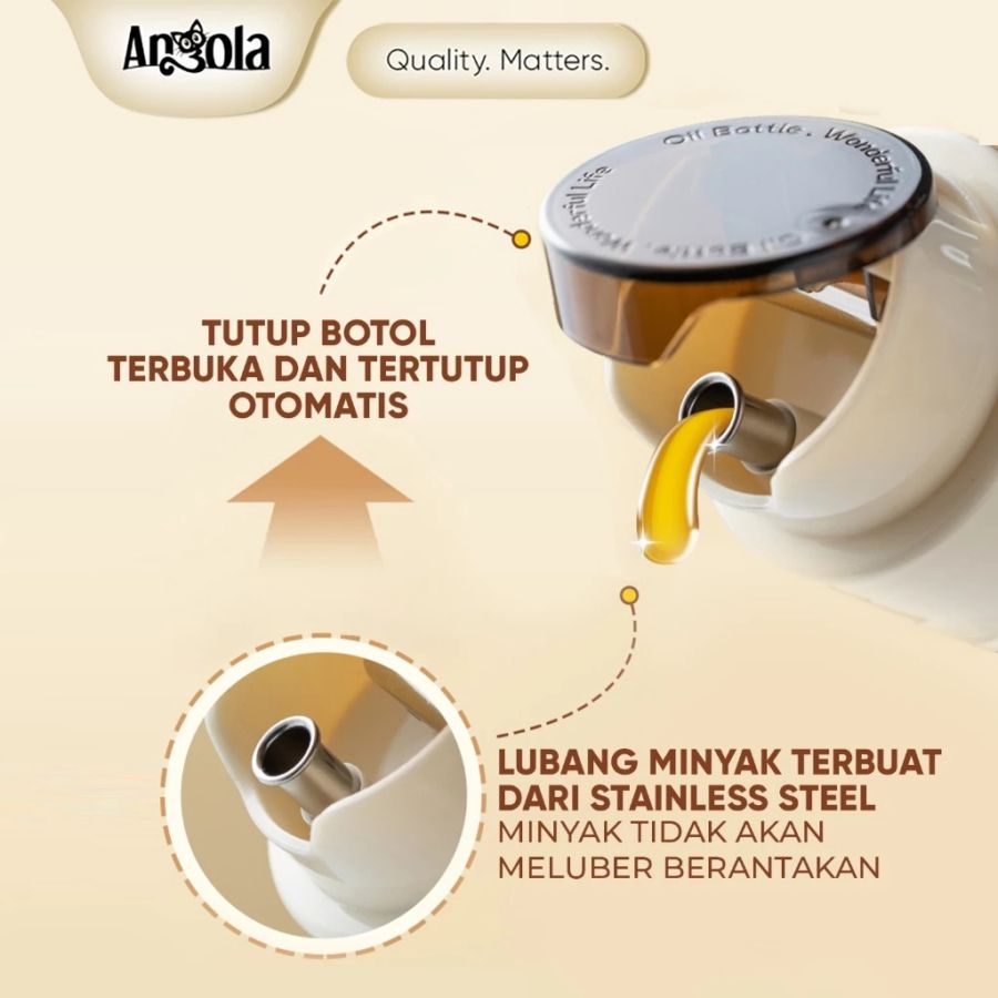 Angola Botol Tempat Minyak Kaca Tutup Otomatis 500ml 1pcs