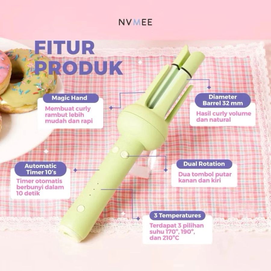 Nvmee Taurus Hair Styler Catokan Keriting Otomatis 2.0 Hijau 1pcs