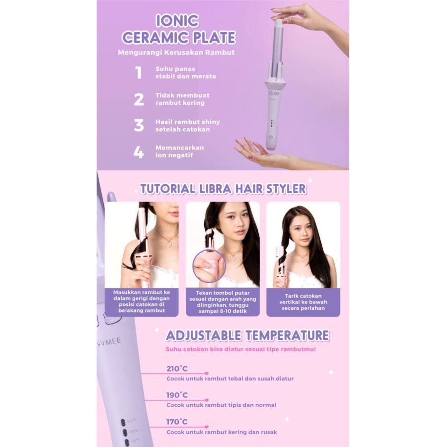 Nvmee Libra Hair Styler Catokan Keriting 2.0 Pink 1pcs