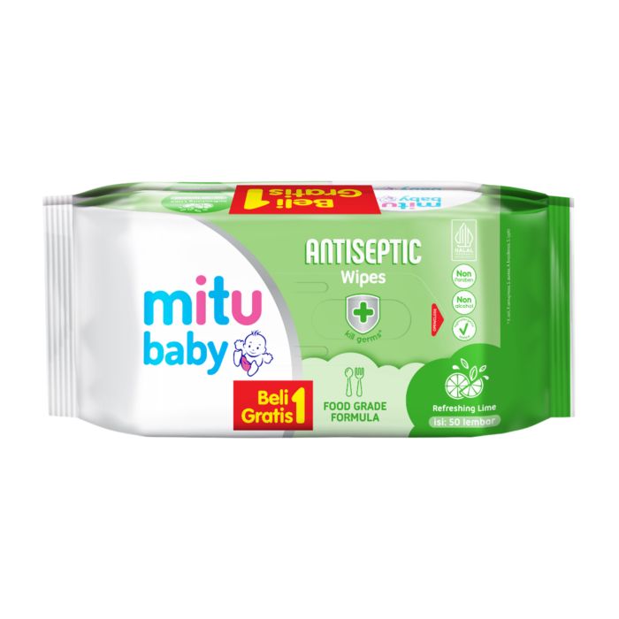Buy 1 Get 1 Mitu Baby Antiseptic Refreshing Wipes Lime 45 Sheets