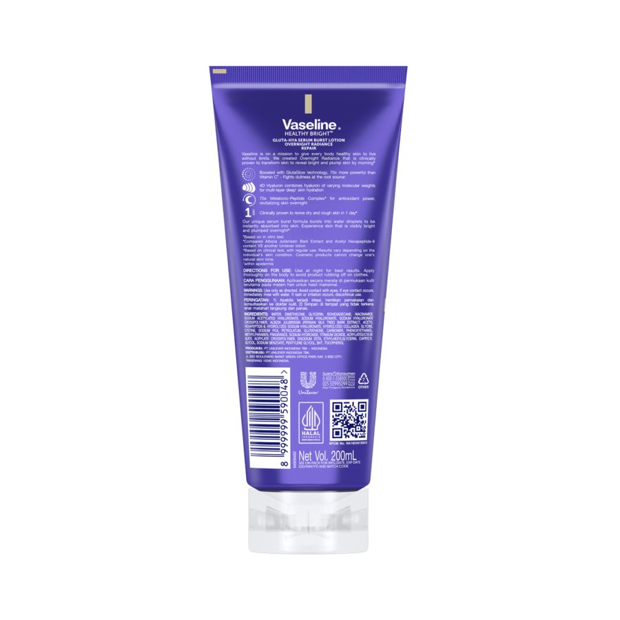 Vaseline Healthy Bright Gluta-HYA Overnight Radiance Repair Body Serum 200ml