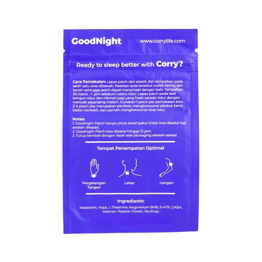 Corry Good Night Sleep Patch Koyo Melatonin Membantu Tidur 12patch