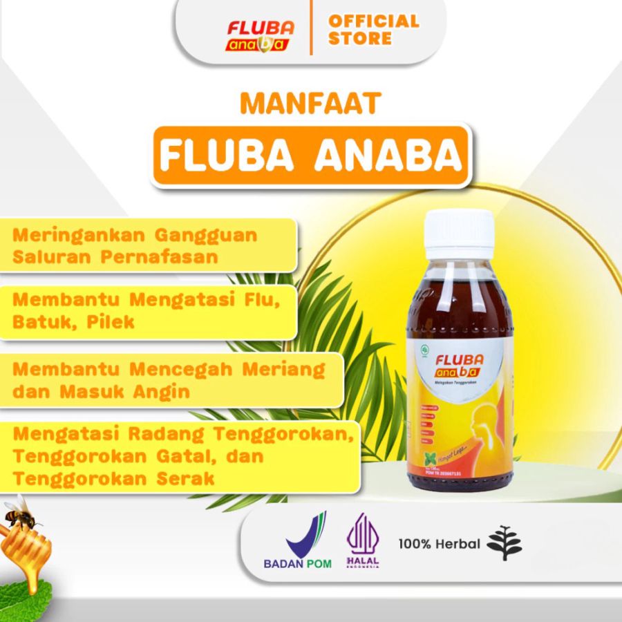 Fluba Anaba Madu Herbal Alami Membantu Melegakan Tenggorokan 130ml
