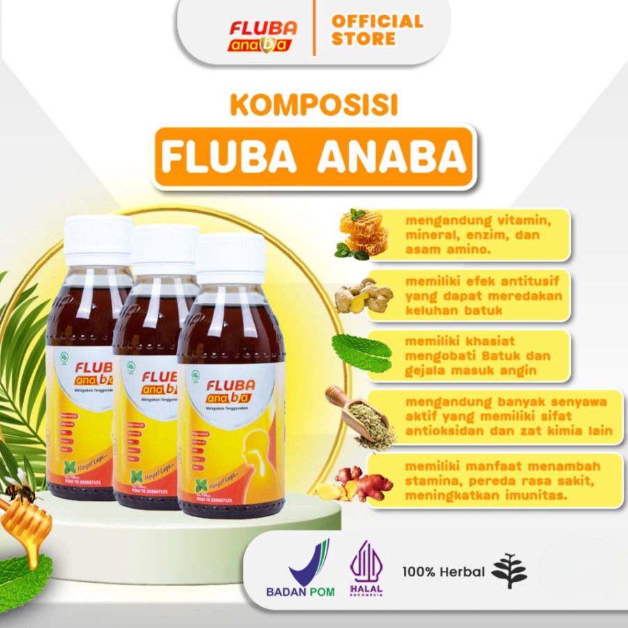Fluba Anaba Madu Herbal Alami Membantu Melegakan Tenggorokan 130ml
