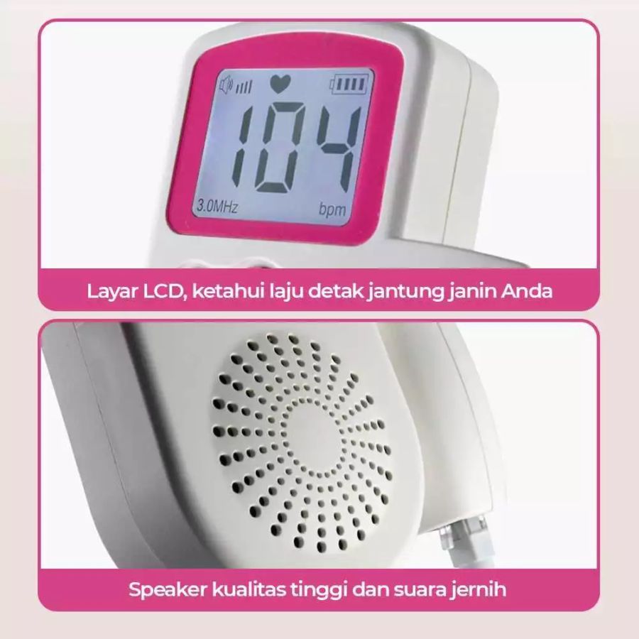 Omicron Paket Fetal Doppler 3.0MHz Alat Deteksi Janin dan Detak Jantung Bayi 1pcs