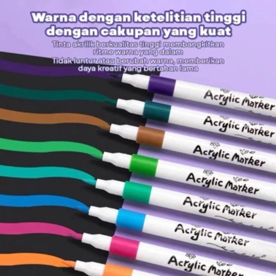 Hightune Acrylic Marker Set Spidol 12 Warna 1pack