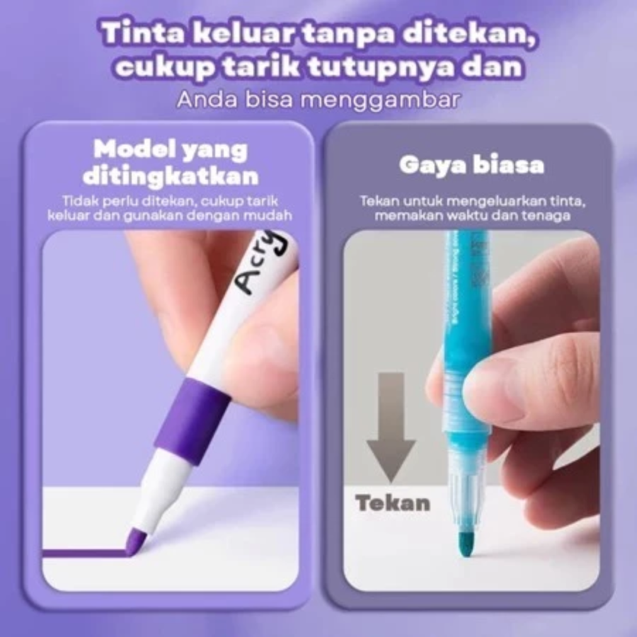 Hightune Acrylic Marker Set Spidol 12 Warna 1pack