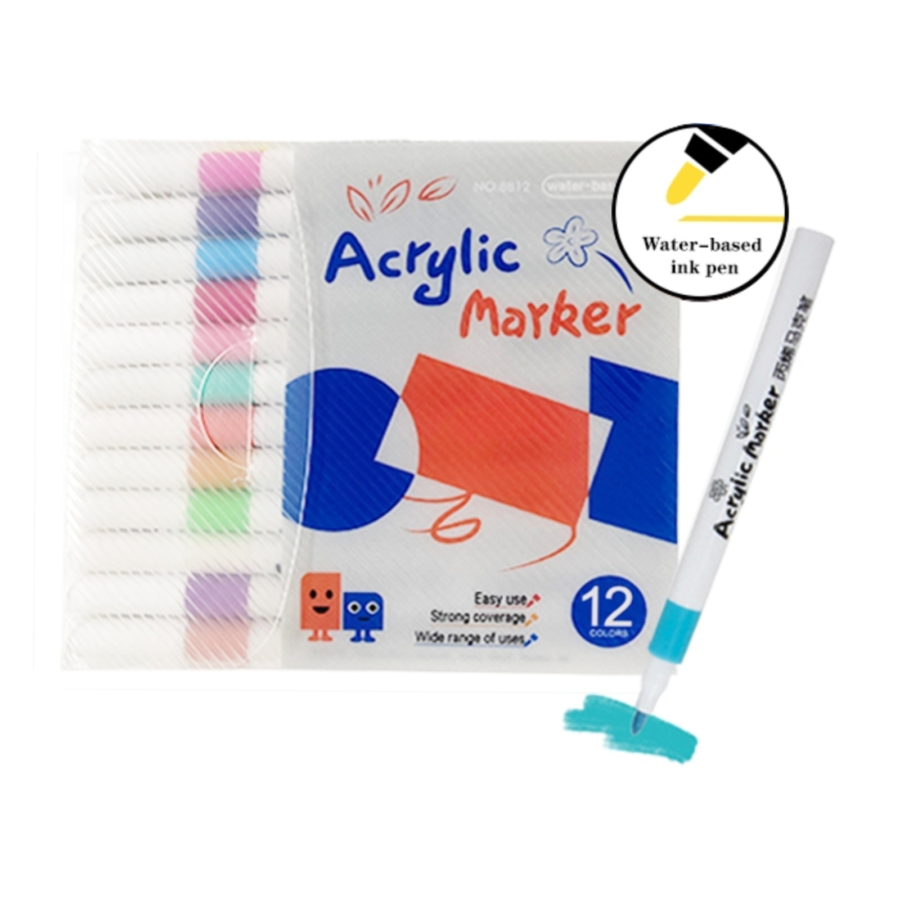 Hightune Acrylic Marker Set Spidol 12 Warna 1pack