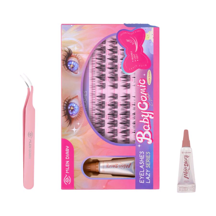 Mlen Diary Babymin Bulu Mata Palsu Ikal+Glue+Tweezer 1pcs