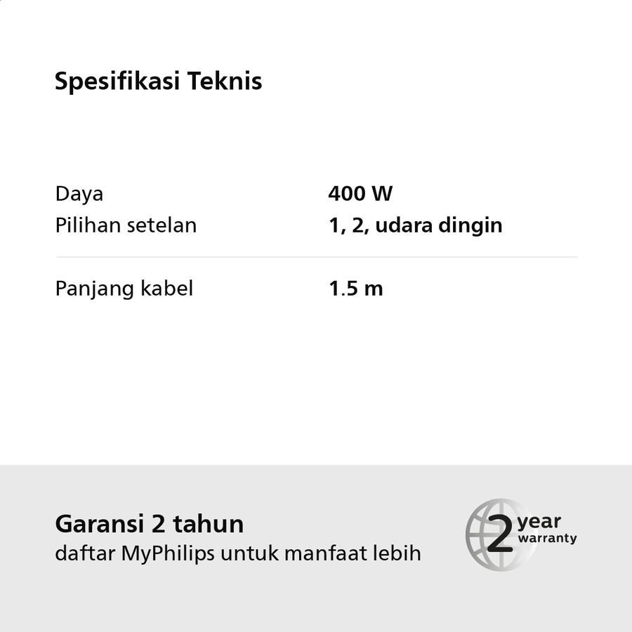 Philips Essential Drycare Hairdryer Pink 400W HP8108/02 1pcs