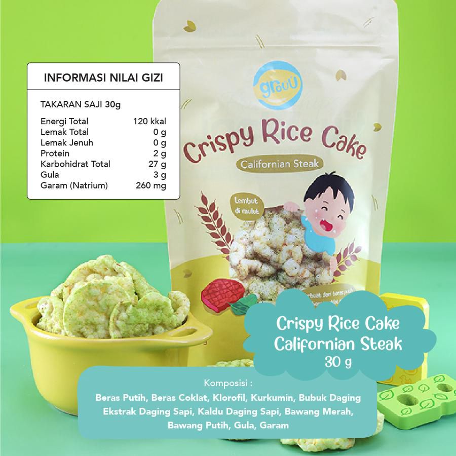 Grouu Crispy Rice Cake California Steak Snack Bayi 20gram