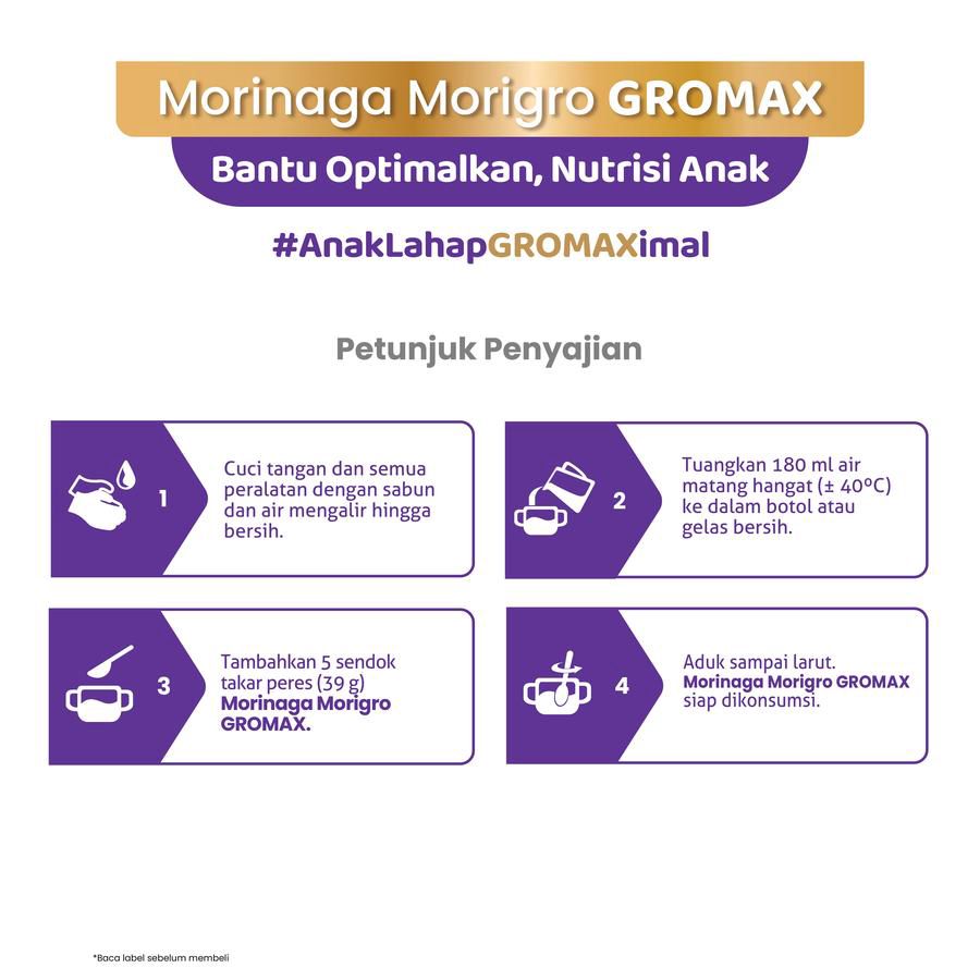 Morinaga Morigro Gromax Vanila Susu Pertumbuhan Anak Usia 1-12 Tahun 200gram