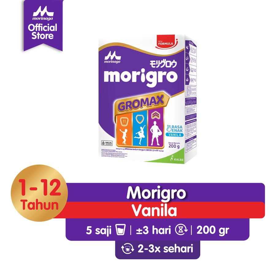 Morinaga Morigro Gromax Vanila Susu Pertumbuhan Anak Usia 1-12 Tahun 200gram